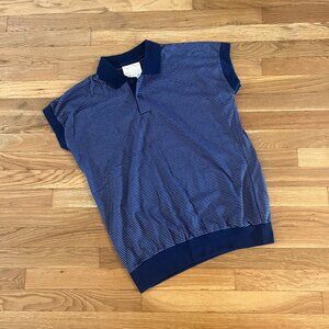 Deadstock Vintage 80s Levi's Blue Striped USA MADE Polo Shirt - Men's XL (NWT)